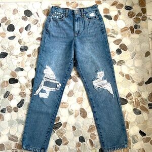 RSQ distress boyfriend‎ ultra high waist style blue jeans 3